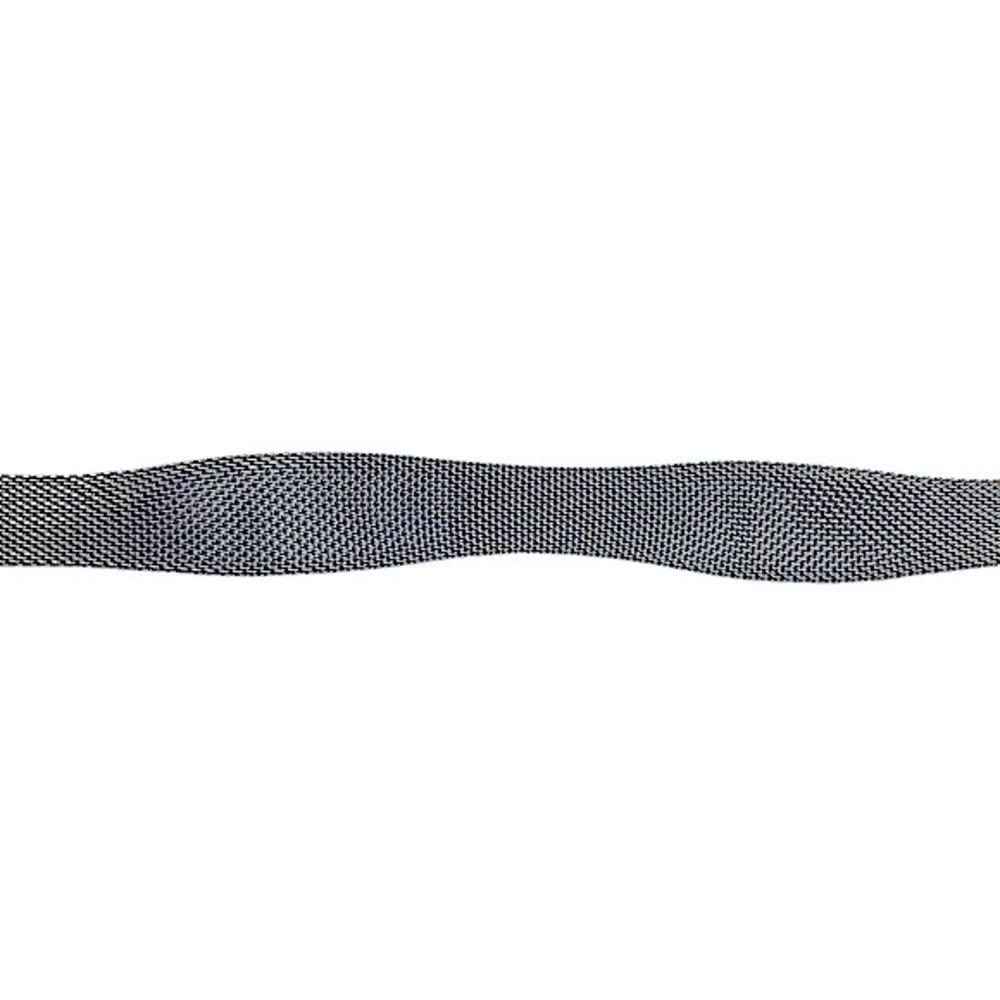 Vintage 80s Silver Scalloped Edge Woven Metal Belt Black Leather & Silver Buckle - Picture 4 of 8
